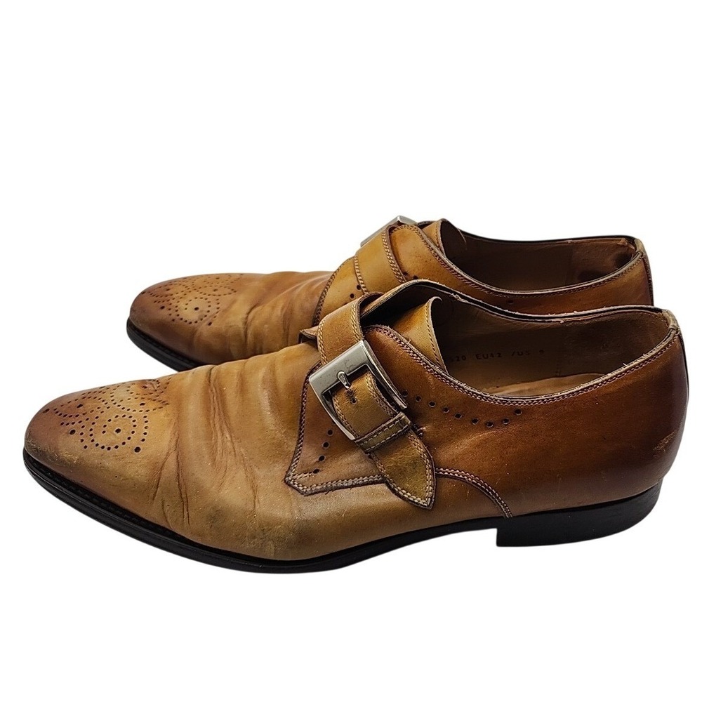 Magnanni Mallory Brown Leather Monk Strap Dress Shoe Slip On Loafers Size 9 - Picture 5 of 11